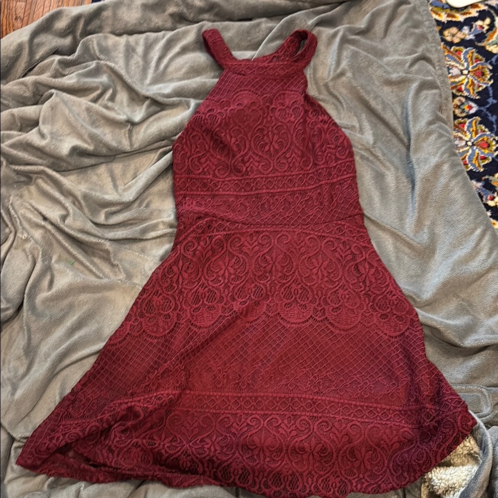Rewind Red Sheath Halter Mini Dress